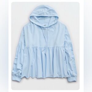Aerie Soft Blue Casual Peplum Hoodie